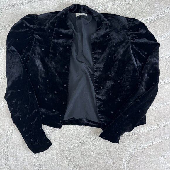 Ulla Johnson Black Velvet Polka Dot Blazer - Picture 1 of 4